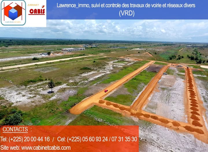 Suivi et contrôle des travaux de  VRD pour LAWRENCE IMMO à Grand Bassam